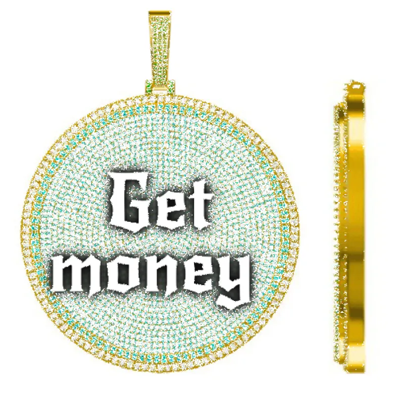 CUSTOM LETTER NECKLACE 3D BIG DISC sold by The GUU Shop