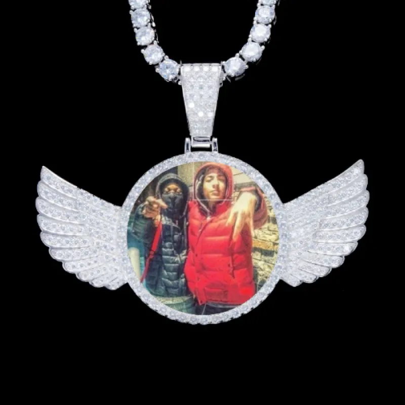 925S & VVS Moissanite 3D Wing Custom Picture Pendant sold by The GUU Shop