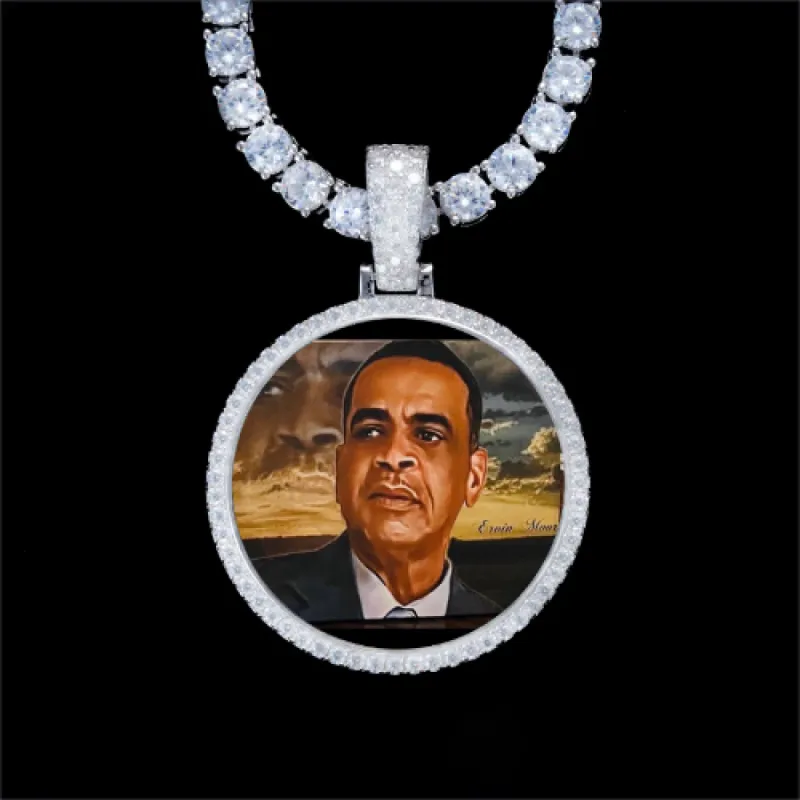 925S & VVS Moissanite 3D Circle Custom Picture Pendant sold by The GUU Shop