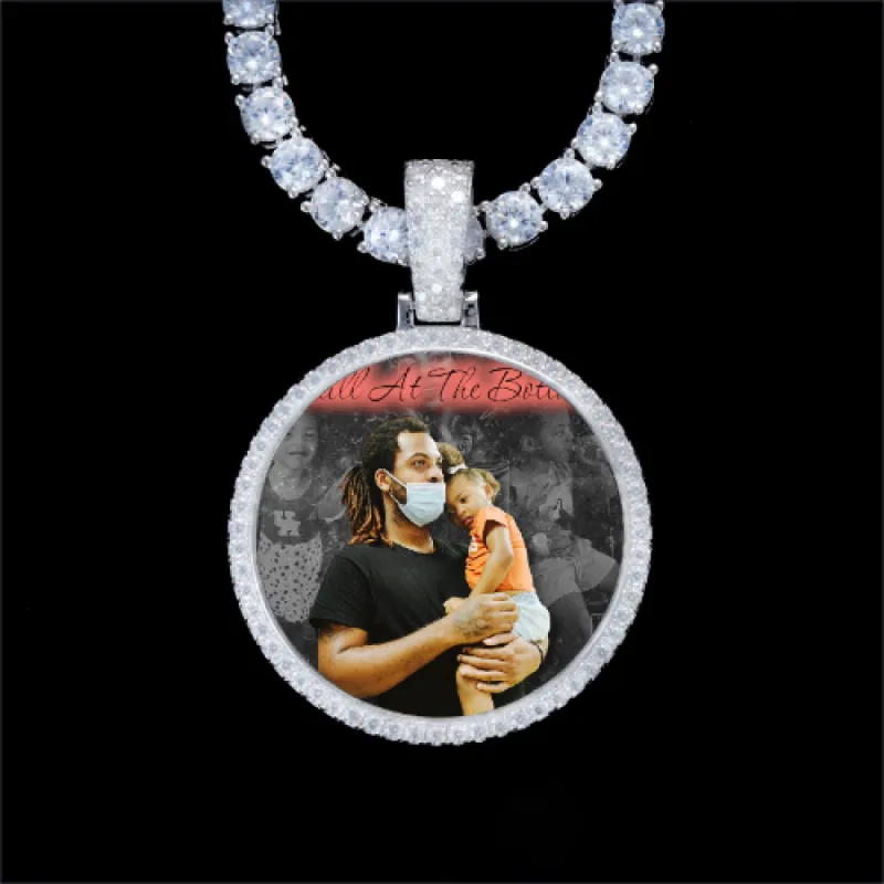 925S & VVS Moissanite 3D Circle Custom Picture Pendant sold by The GUU Shop