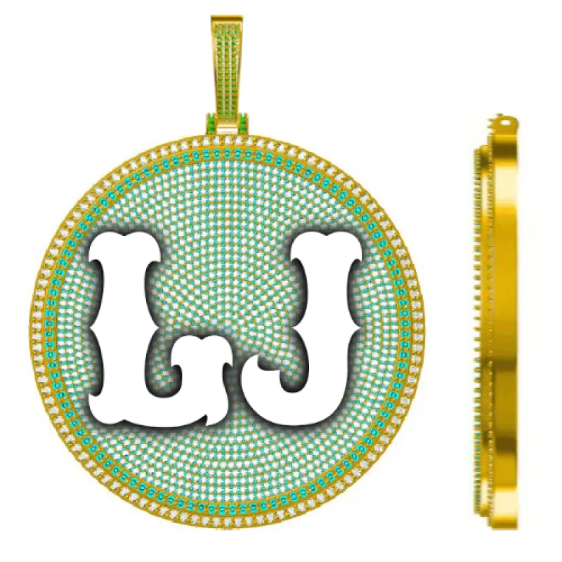 CUSTOM LETTER NECKLACE 3D BIG DISC sold by The GUU Shop