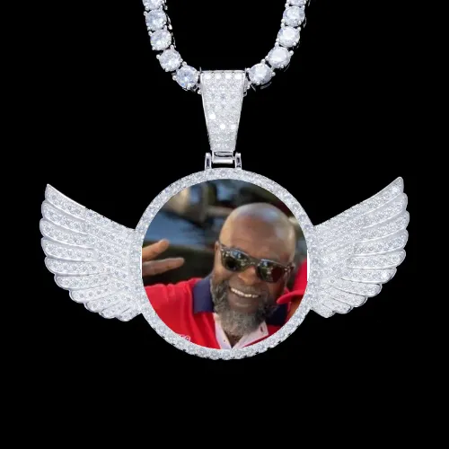 925S & VVS Moissanite 3D Wing Custom Picture Pendant sold by The GUU Shop