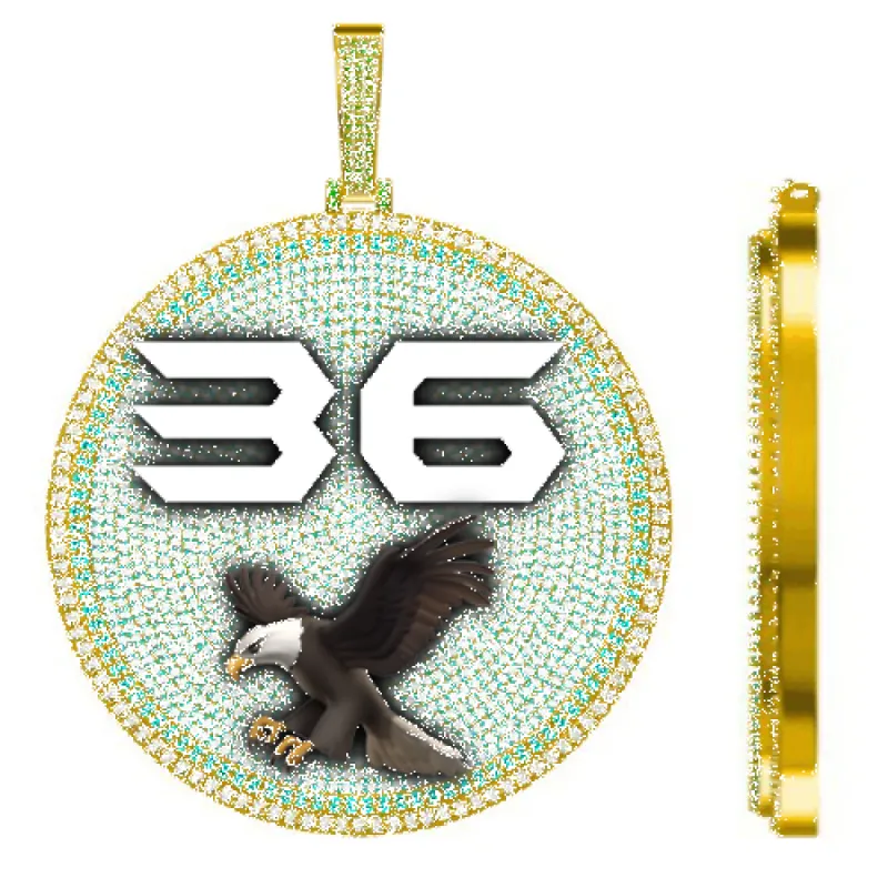 CUSTOM LETTER NECKLACE 3D BIG DISC sold by The GUU Shop