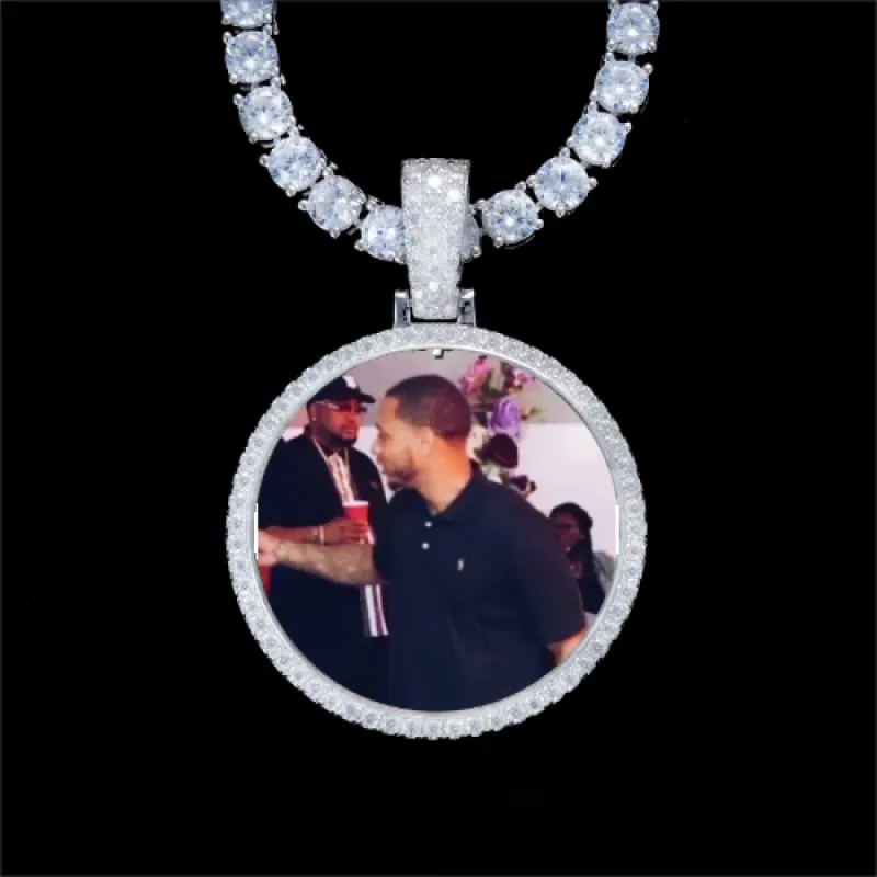 925S & VVS Moissanite 3D Circle Custom Picture Pendant made by The GUU Shop