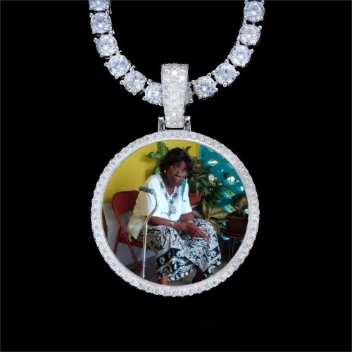 925S & VVS Moissanite 3D Circle Custom Picture Pendant sold by The GUU Shop