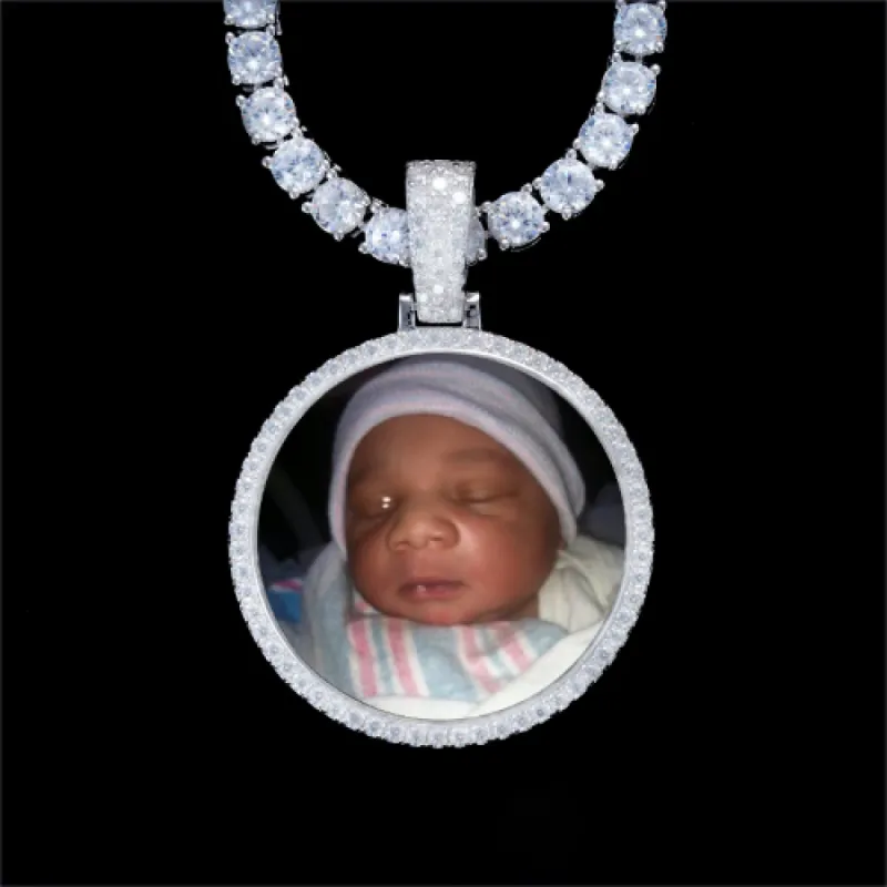 925S & VVS Moissanite 3D Circle Custom Picture Pendant sold by The GUU Shop