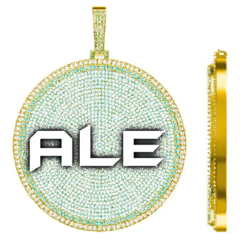 CUSTOM LETTER NECKLACE 3D BIG DISC sold by The GUU Shop