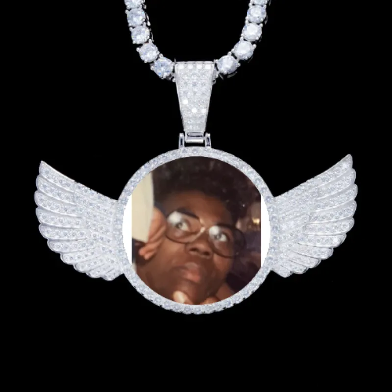 925S & VVS Moissanite 3D Wing Custom Picture Pendant sold by The GUU Shop