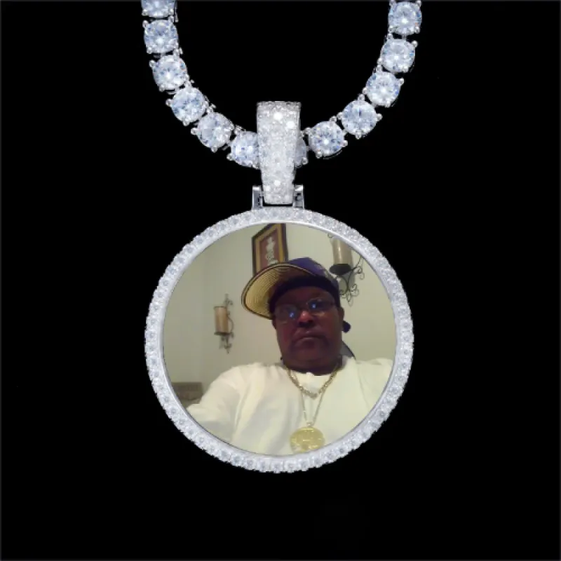 925S & VVS Moissanite 3D Circle Custom Picture Pendant sold by The GUU Shop