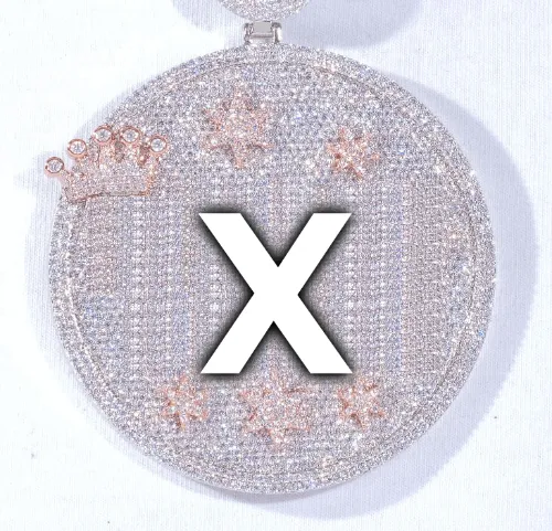 CUSTOM LETTER NECKLACE 3D BIG CROWN DISC sold by The GUU Shop