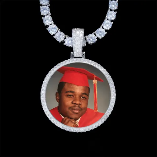 925S & VVS Moissanite 3D Circle Custom Picture Pendant sold by The GUU Shop