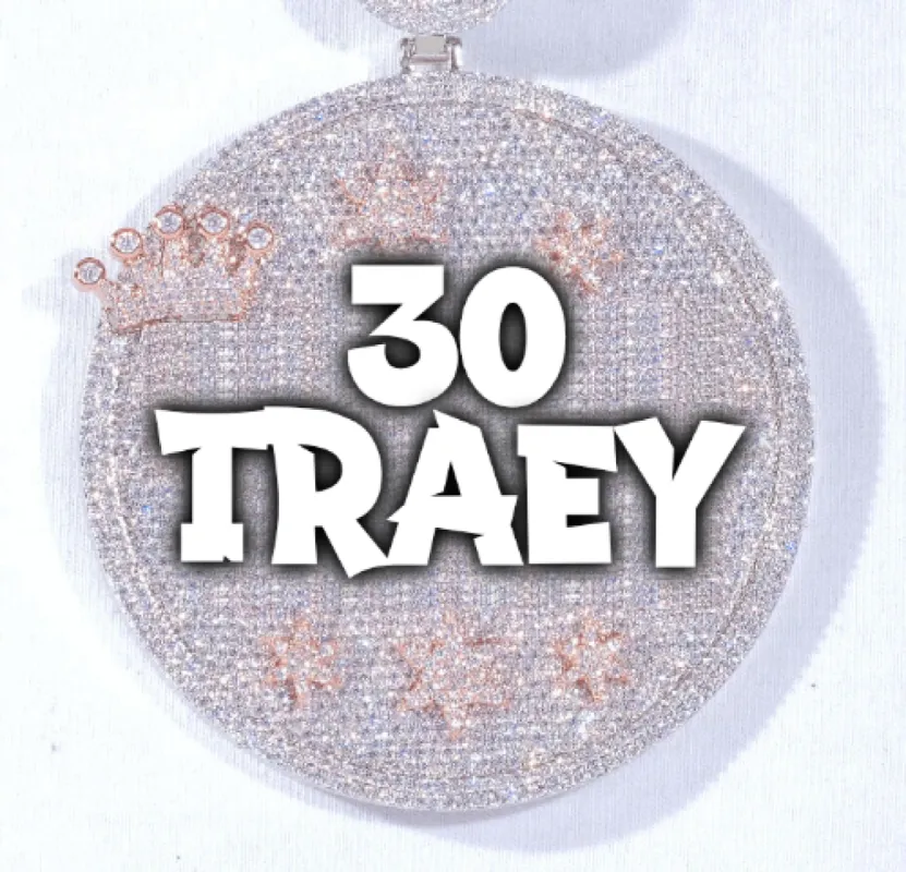 CUSTOM LETTER NECKLACE 3D BIG CROWN DISC sold by The GUU Shop