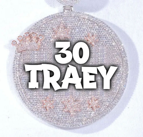 CUSTOM LETTER NECKLACE 3D BIG CROWN DISC sold by The GUU Shop