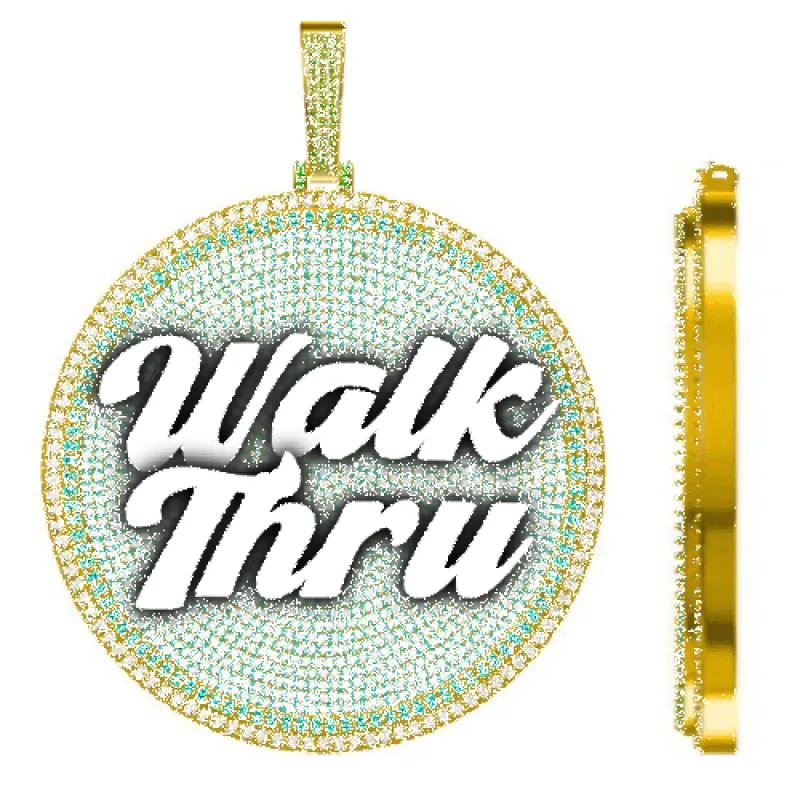 CUSTOM LETTER NECKLACE 3D BIG DISC sold by The GUU Shop