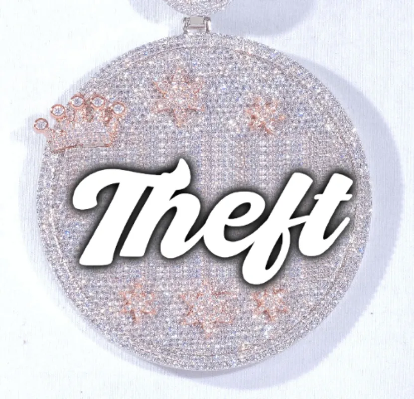 CUSTOM LETTER NECKLACE 3D BIG CROWN DISC sold by The GUU Shop