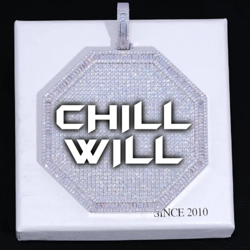 CUSTOM LETTER NECKLACE 3D BIG OCTAGON sold by The GUU Shop