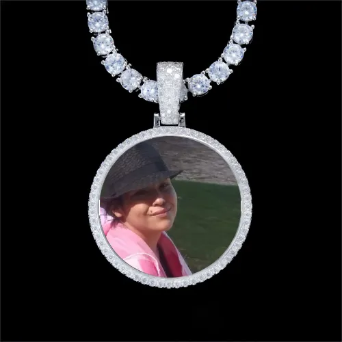 925S & VVS Moissanite 3D Circle Custom Picture Pendant sold by The GUU Shop