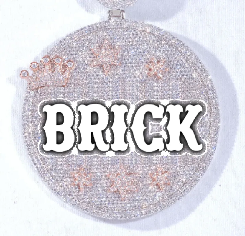 CUSTOM LETTER NECKLACE 3D BIG CROWN DISC sold by The GUU Shop