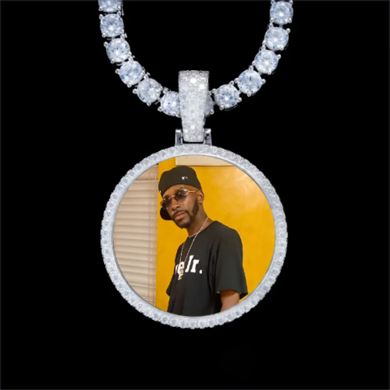 925S & VVS Moissanite 3D Circle Custom Picture Pendant sold by The GUU Shop