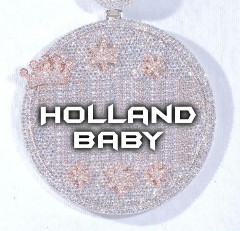 CUSTOM LETTER NECKLACE 3D BIG CROWN DISC sold by The GUU Shop