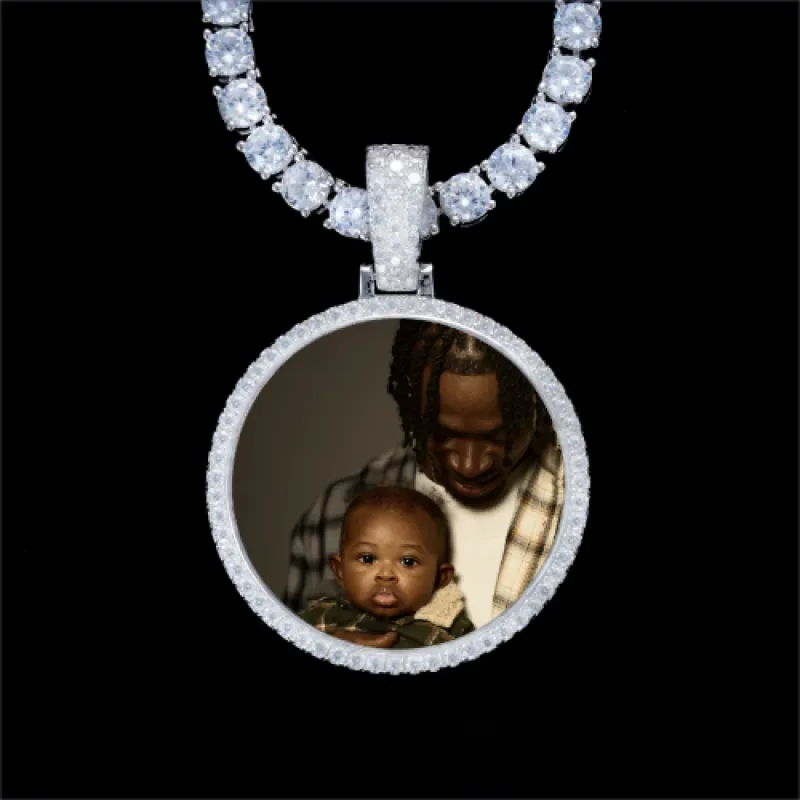 925S & VVS Moissanite 3D Circle Custom Picture Pendant sold by The GUU Shop