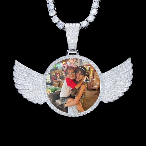 925S & VVS Moissanite 3D Wing Custom Picture Pendant sold by The GUU Shop