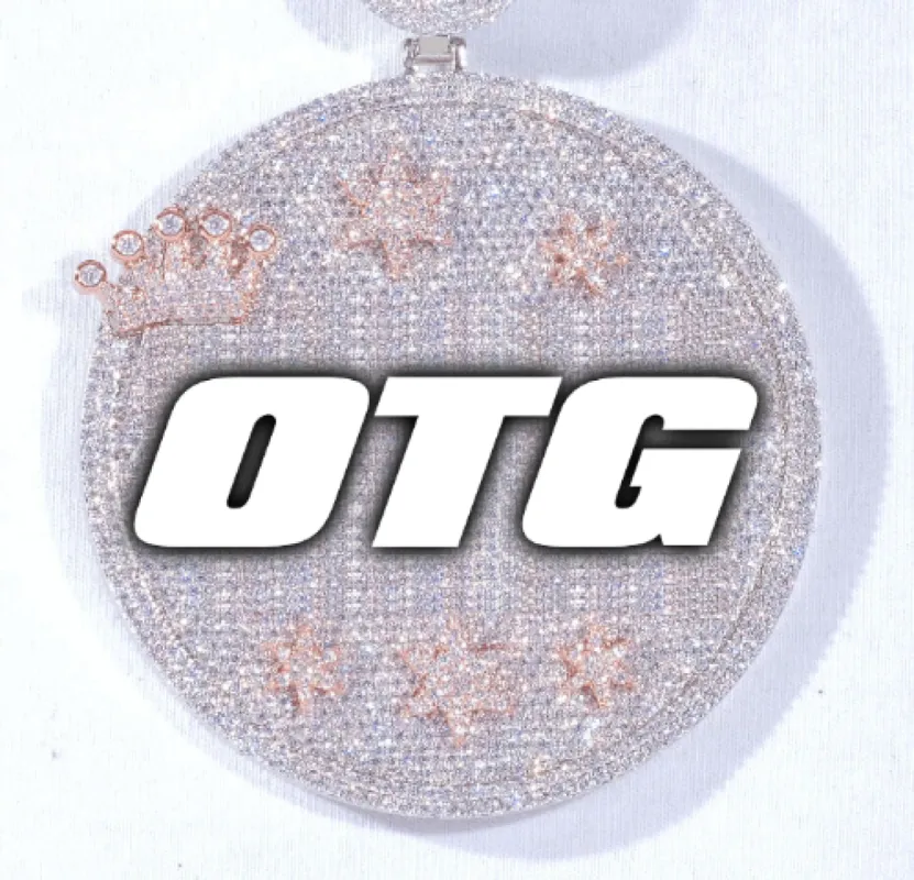 CUSTOM LETTER NECKLACE 3D BIG CROWN DISC sold by The GUU Shop