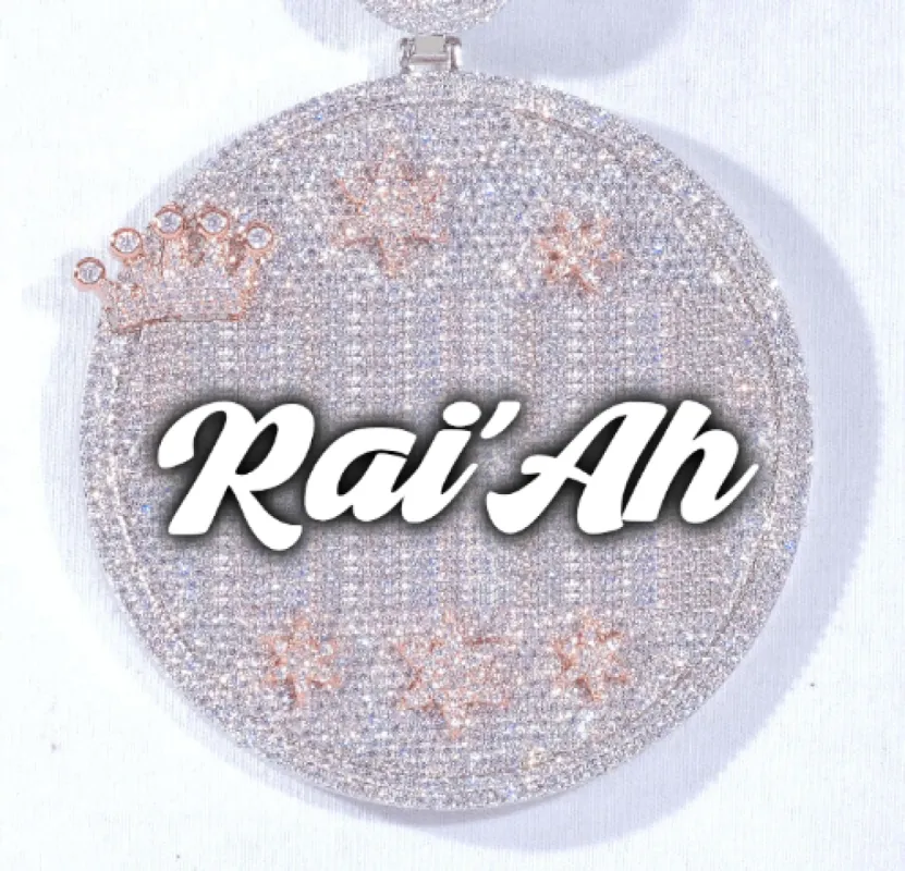 CUSTOM LETTER NECKLACE 3D BIG CROWN DISC sold by The GUU Shop