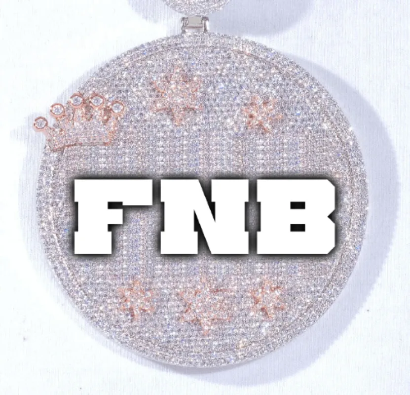 CUSTOM LETTER NECKLACE 3D BIG CROWN DISC sold by The GUU Shop