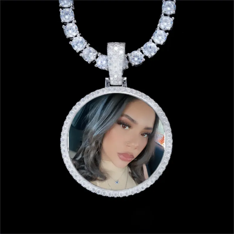 925S & VVS Moissanite 3D Circle Custom Picture Pendant sold by The GUU Shop