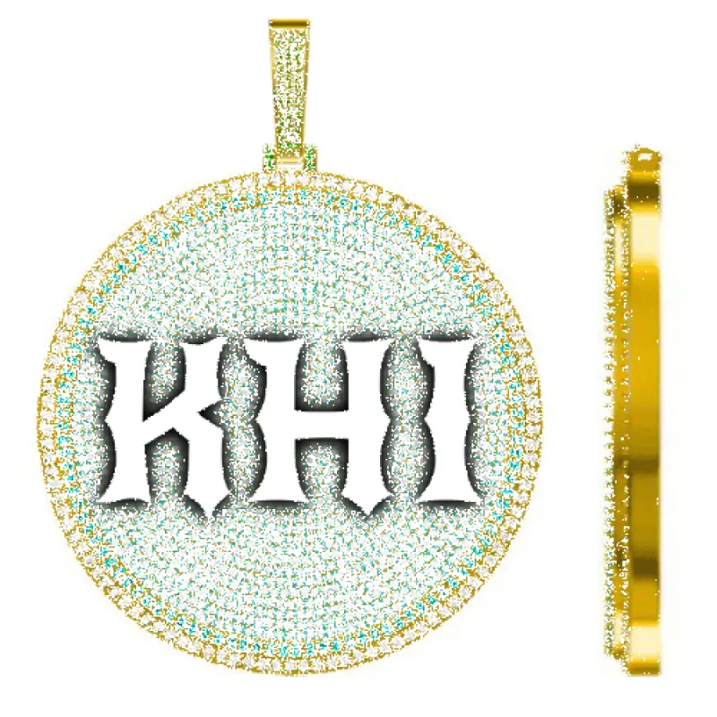 CUSTOM LETTER NECKLACE 3D BIG DISC sold by The GUU Shop