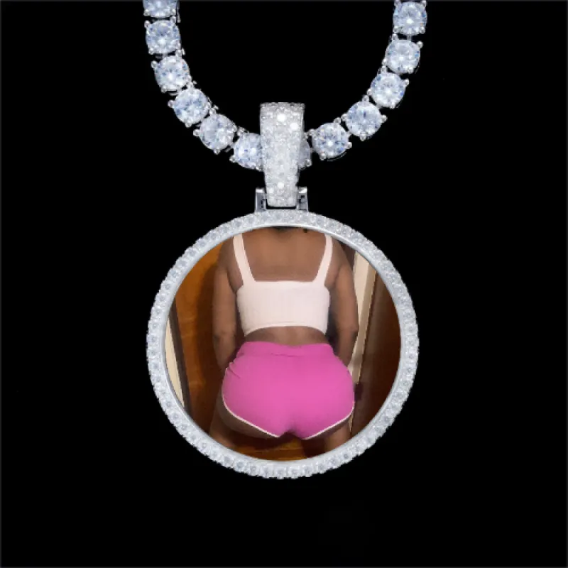 925S & VVS Moissanite 3D Circle Custom Picture Pendant made by The GUU Shop