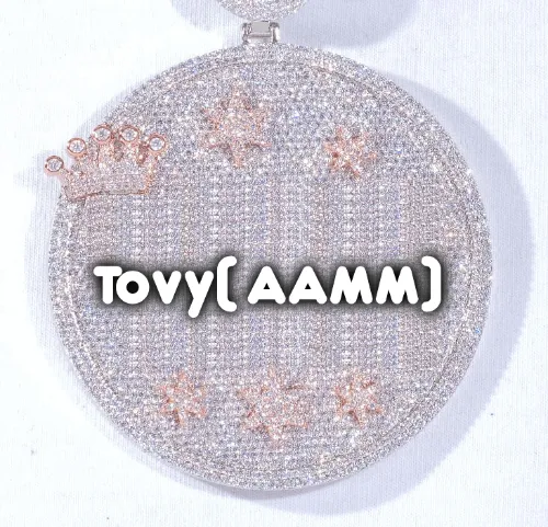 CUSTOM LETTER NECKLACE 3D BIG CROWN DISC sold by The GUU Shop