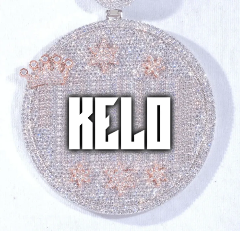 CUSTOM LETTER NECKLACE 3D BIG CROWN DISC sold by The GUU Shop