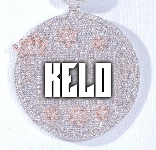 CUSTOM LETTER NECKLACE 3D BIG CROWN DISC sold by The GUU Shop