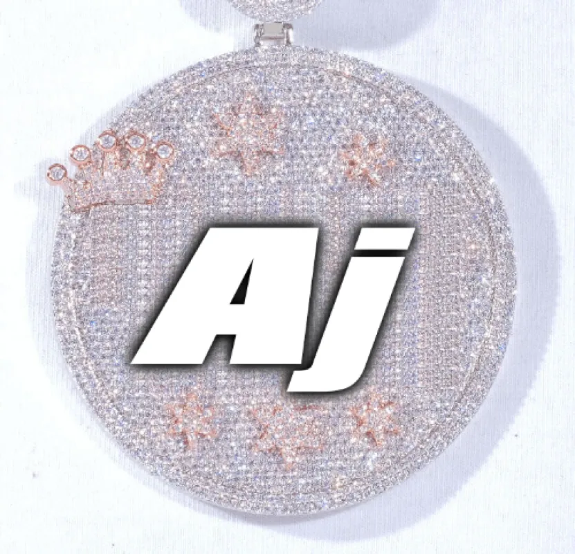 CUSTOM LETTER NECKLACE 3D BIG CROWN DISC sold by The GUU Shop