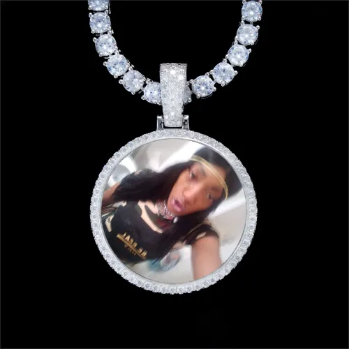 925S & VVS Moissanite 3D Circle Custom Picture Pendant sold by The GUU Shop