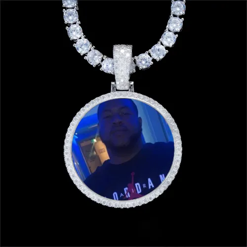 925S & VVS Moissanite 3D Circle Custom Picture Pendant sold by The GUU Shop