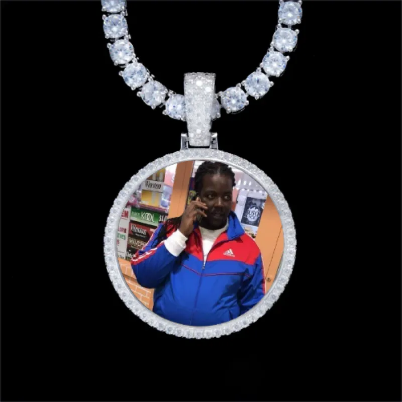 925S & VVS Moissanite 3D Circle Custom Picture Pendant sold by The GUU Shop