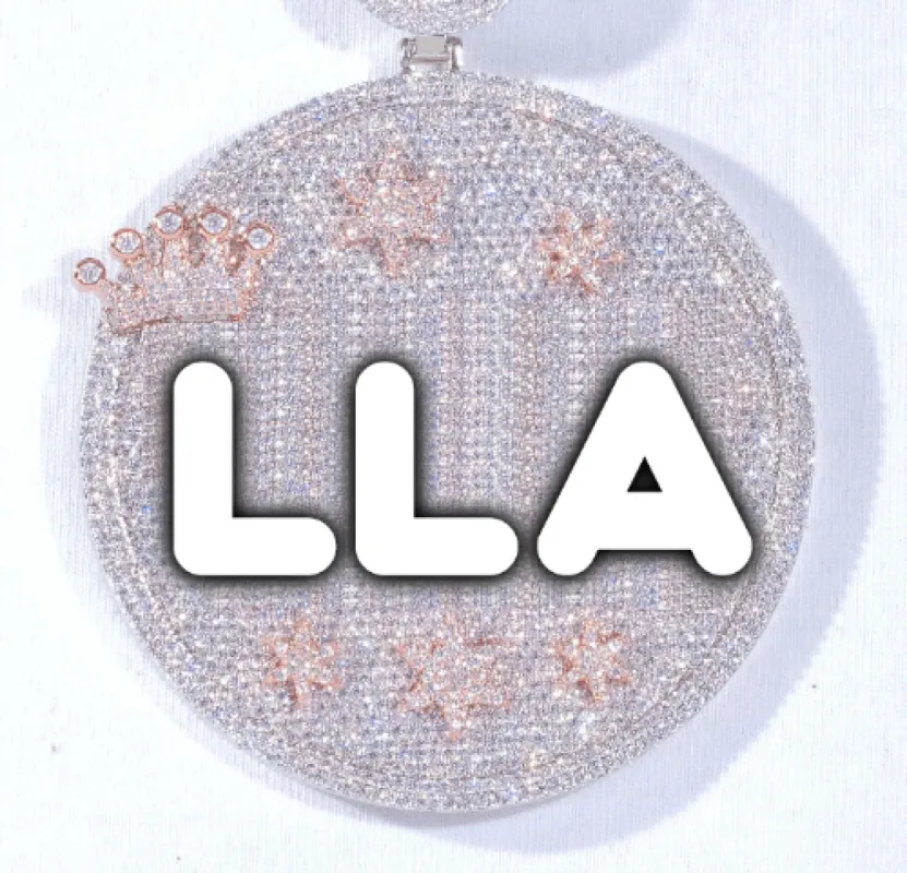 CUSTOM LETTER NECKLACE 3D BIG CROWN DISC sold by The GUU Shop