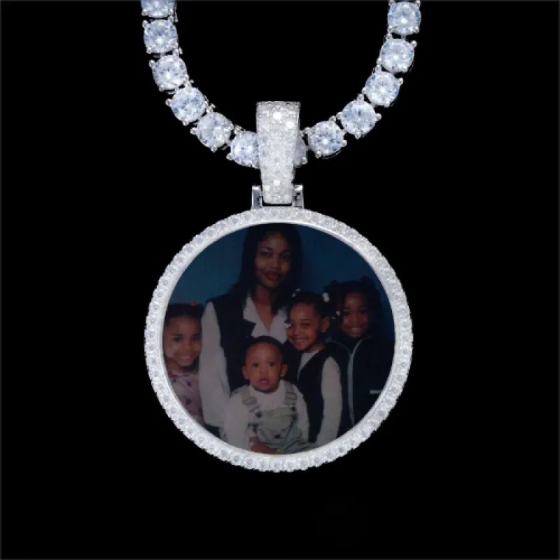 925S & VVS Moissanite 3D Circle Custom Picture Pendant sold by The GUU Shop