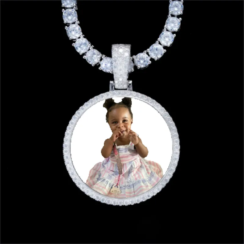 925S & VVS Moissanite 3D Circle Custom Picture Pendant sold by The GUU Shop