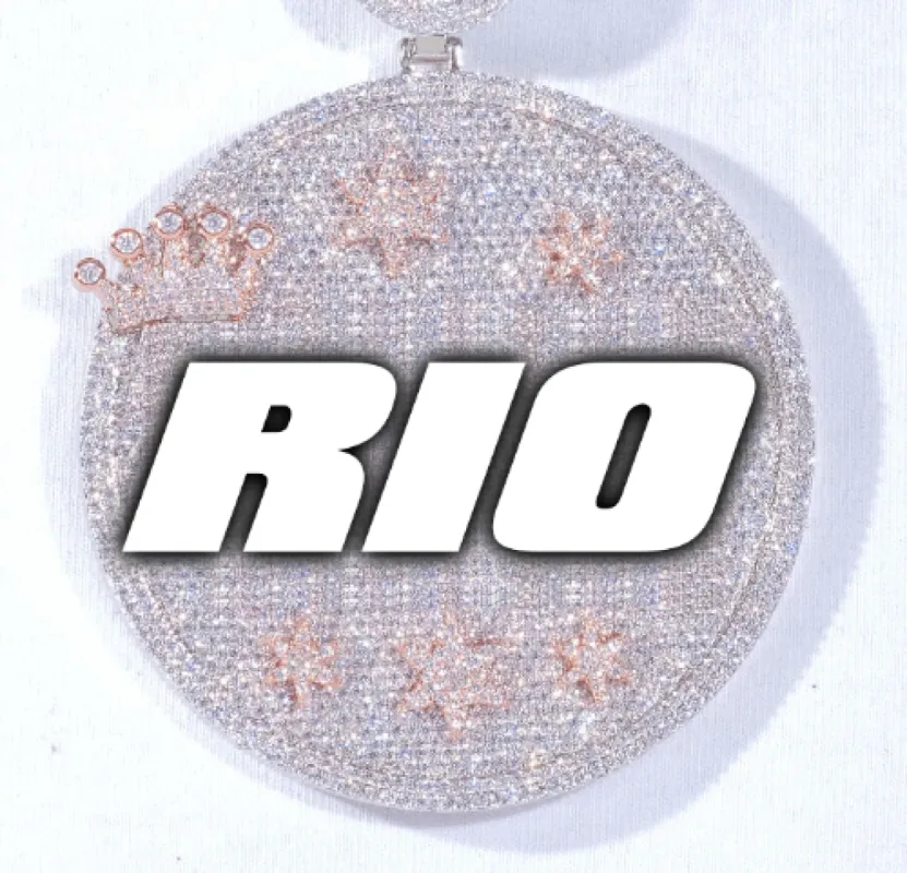 CUSTOM LETTER NECKLACE 3D BIG CROWN DISC sold by The GUU Shop