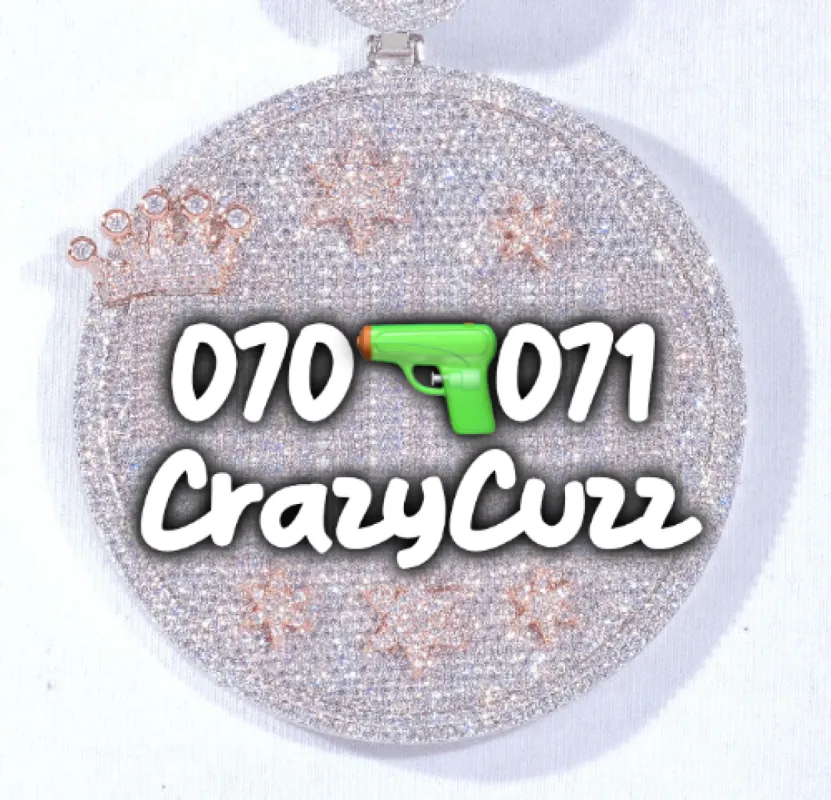 CUSTOM LETTER NECKLACE 3D BIG CROWN DISC sold by The GUU Shop