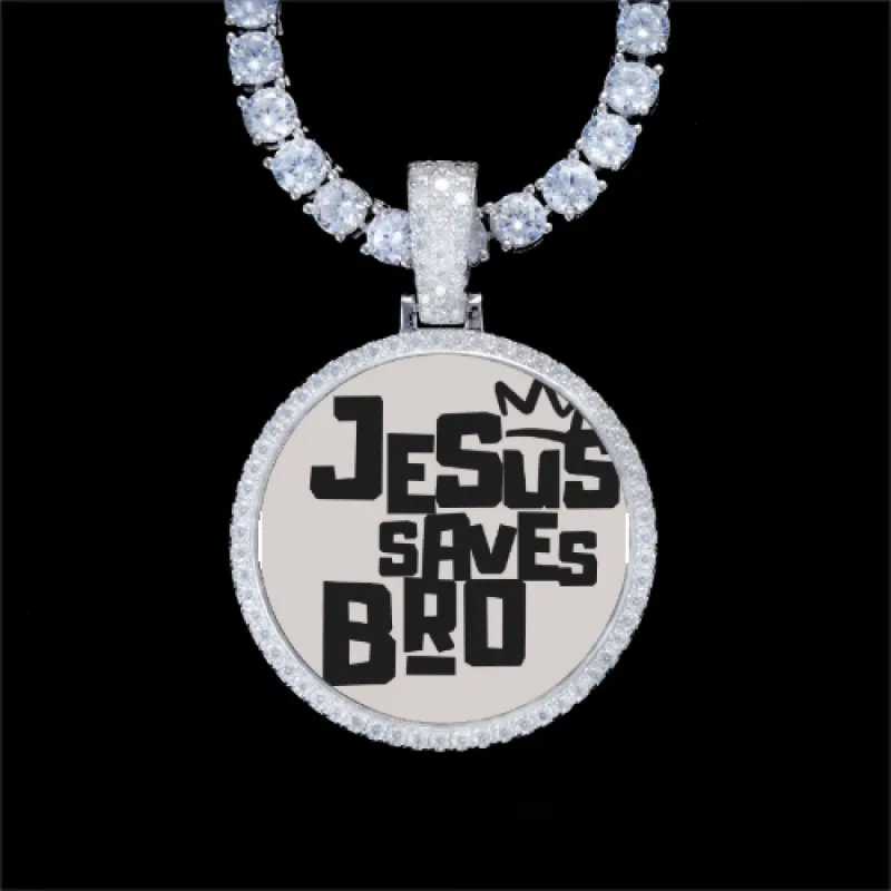 925S & VVS Moissanite 3D Circle Custom Picture Pendant sold by The GUU Shop