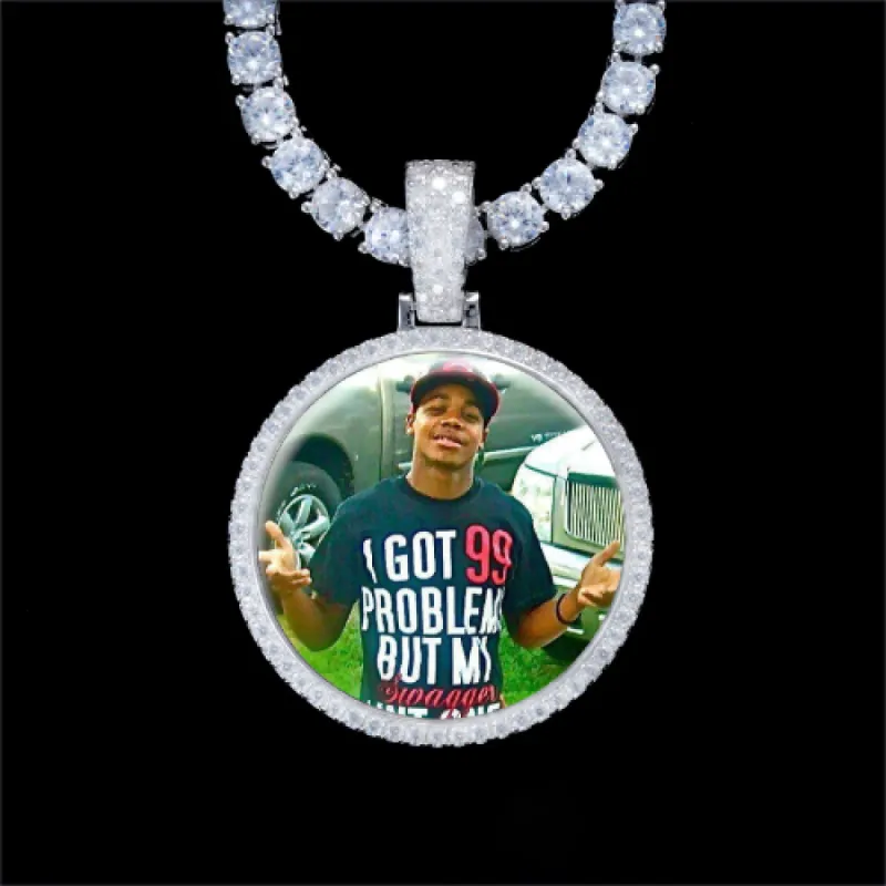925S & VVS Moissanite 3D Circle Custom Picture Pendant sold by The GUU Shop