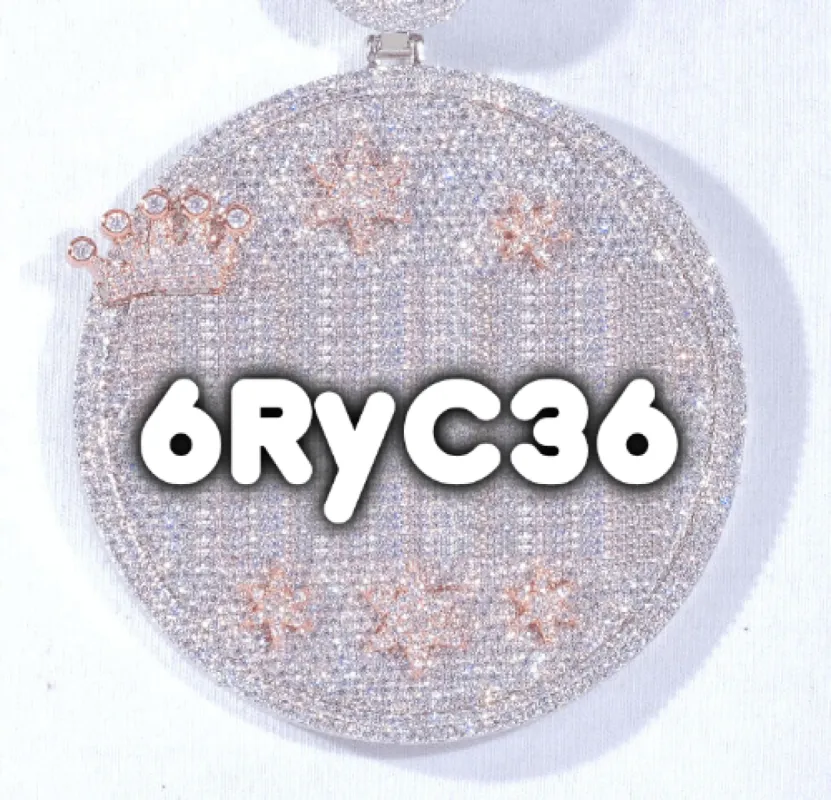 CUSTOM LETTER NECKLACE 3D BIG CROWN DISC sold by The GUU Shop