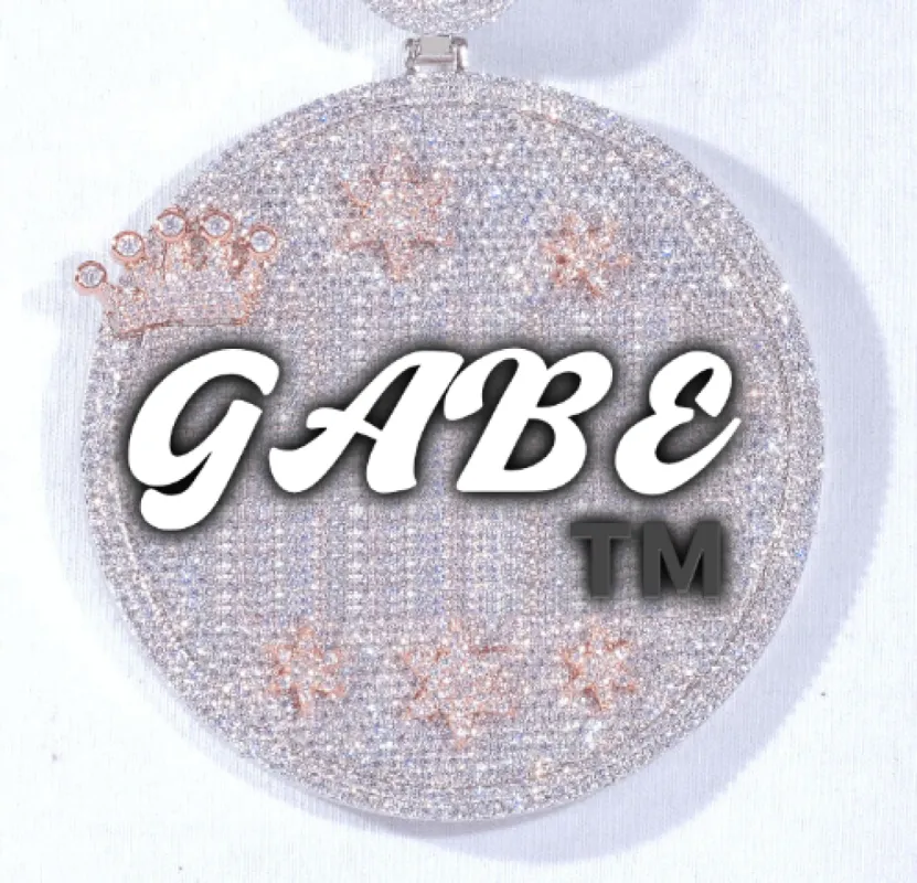 CUSTOM LETTER NECKLACE 3D BIG CROWN DISC sold by The GUU Shop