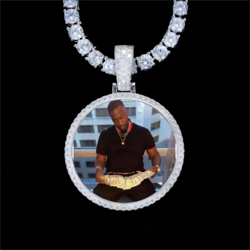 925S & VVS Moissanite 3D Circle Custom Picture Pendant sold by The GUU Shop