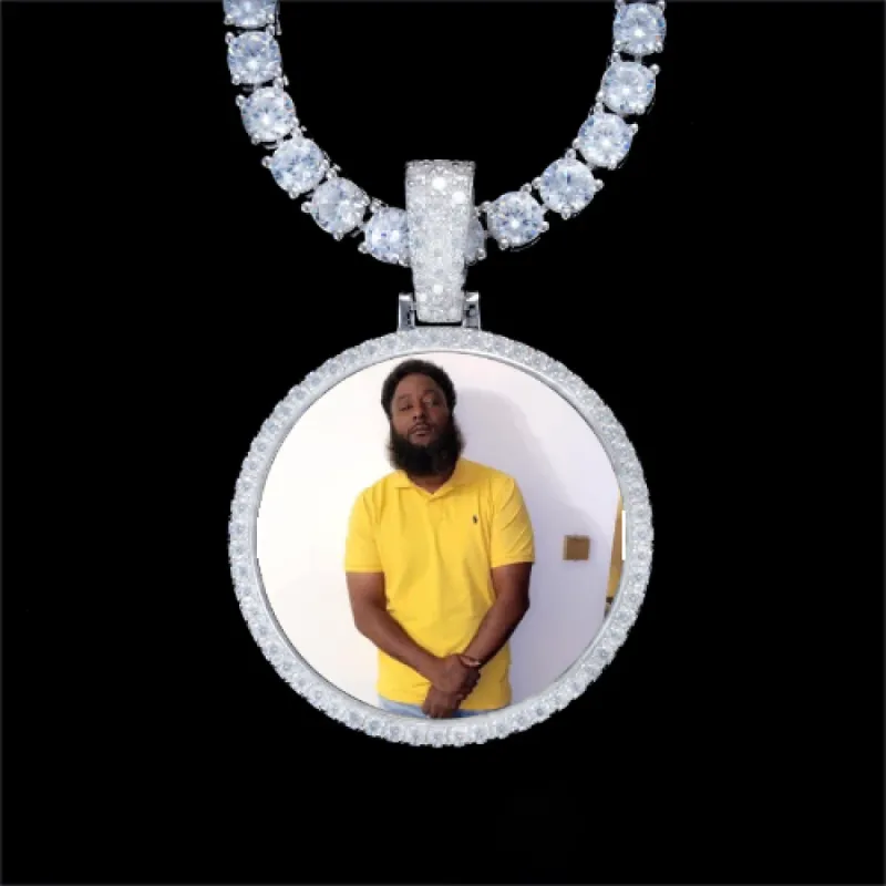 925S & VVS Moissanite 3D Circle Custom Picture Pendant sold by The GUU Shop